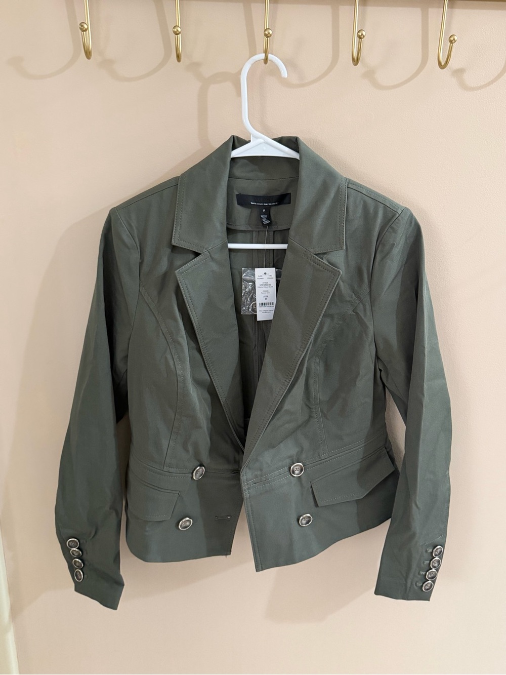 White House Black Market Olive Green Double-Button Tailored Blazer